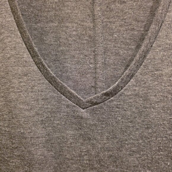 Zara Collection Charcoal Gray V-Neck Short Sleeve Cotton Blend Tee T-Shirt Top X - Picture 5 of 7